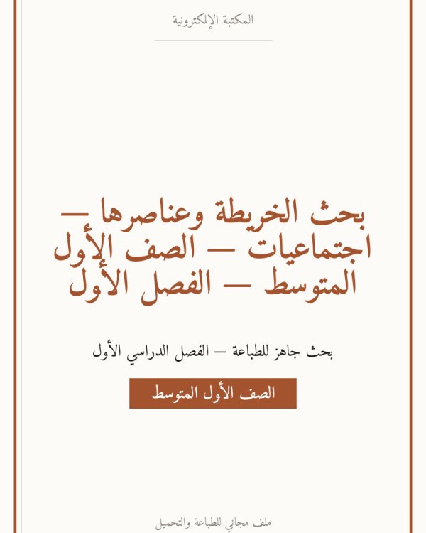 بحث الخريطة وعناصرها — اجتماعيات — الصف الأول المتوسط — الفصل الأول